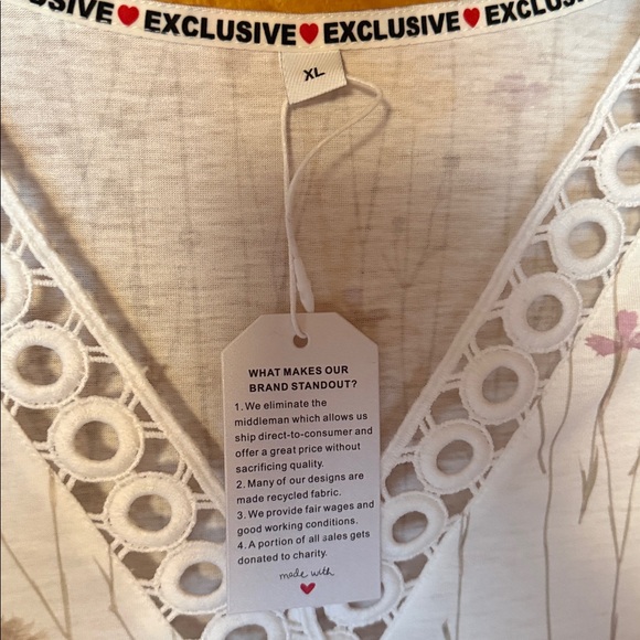 Madewell White Floral V-Neck Eyelet Trim Top - Picture 2 of 3